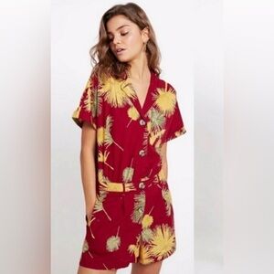 Free People Romper, Dandelion Print Yellow and Red, Size XS EUC